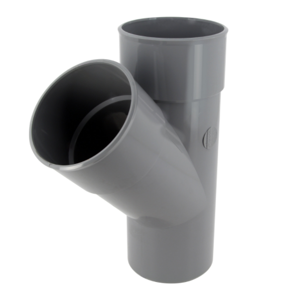 Culotte simple mâle/femelle Nicoll - Diamètre 140 mm - Degré angle 45° - À coller - PVC - Gris