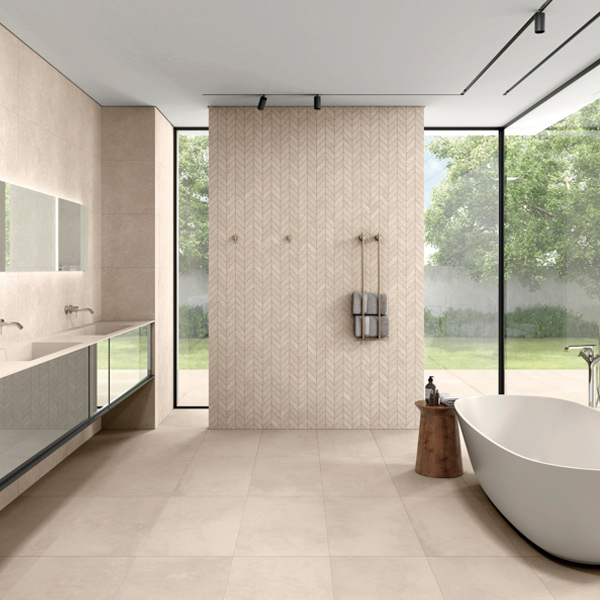 Carrelage intérieur effet béton ciré en grès cérame émaillé - Faro Edilis - 60,0 CM x 60,0 CM - ép.10,00 MM - Beige