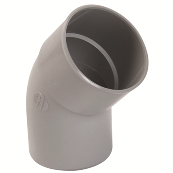 Coude cylindrique mâle-femelle Nicoll pour tube de descente - Angle  45° - Diamètre 80mm - Techtan Gris