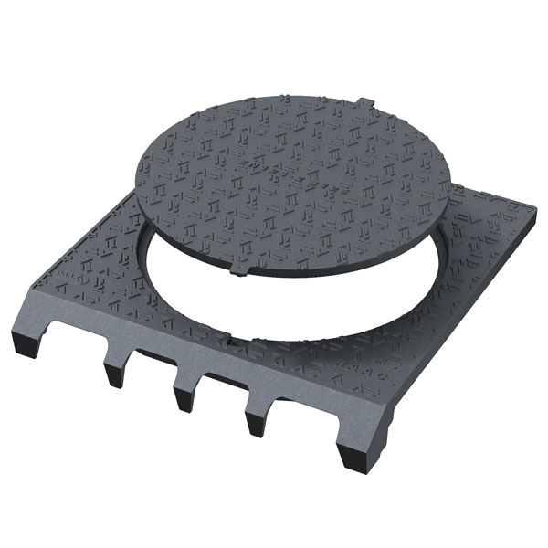 Avaloir en fonte C250 Profil A avec tampon amovible B125 à surface antidérapante - 800 x 830 mm - ⌀642 mm