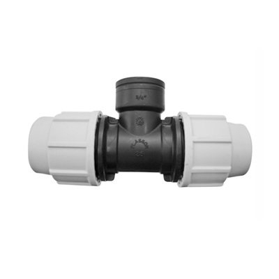 Raccord à compression arrosage enterré - Té Plasson F 20x27 3/4" Ø 25 mm - Polypropylène