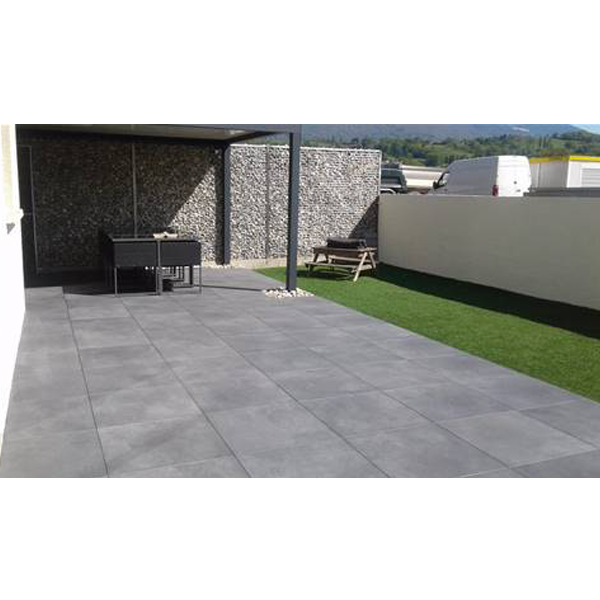Carrelage sol extérieur effet béton - Ciment Grip - Anthracite - 45,5 CM x 45,5 CM - Ép.8 MM