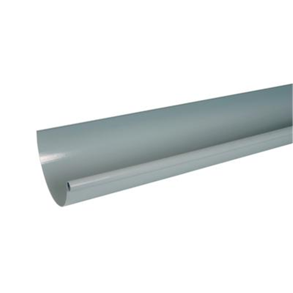 Gouttière 1/2 ronde en PVC développé de 33 - Longueur 4 m - Gris