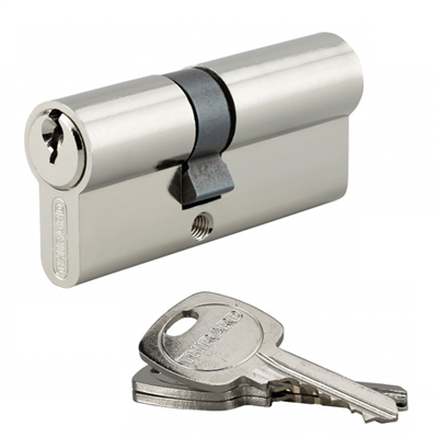 Cylindre européen double entrée nickelé Thirard mécanisme 5 goupilles 35 x 45 mm - livré avec 3 clés