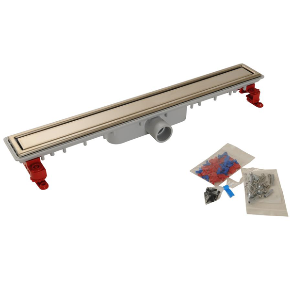 Caniveau de douche Docia à faible hauteur avec grille réversible - ø femelle 40 mm - 95 x 890 mm