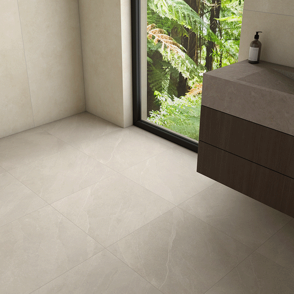 Carrelage effet pierre en grès cérame émaillé - Lourdes - 45,0 cm x 45,00 cm - ép. 9,50 mm - Cream