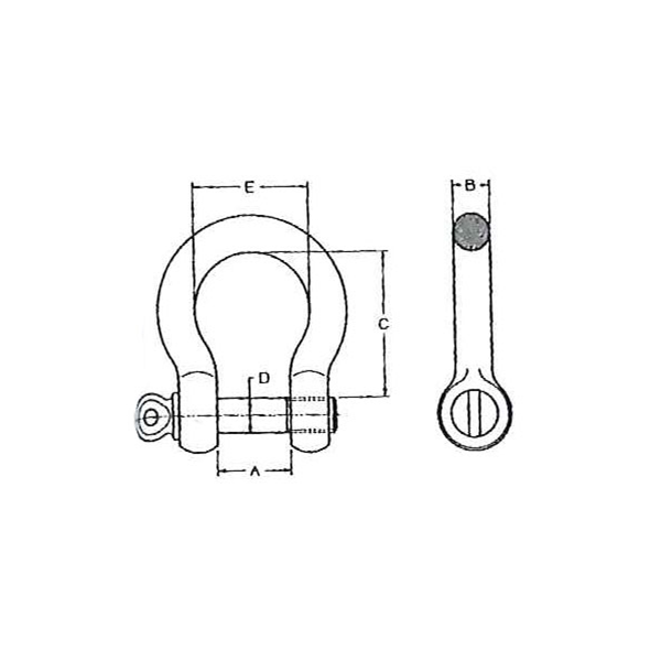 Manille lyre haute résistance axe à oeil CMU 6500 kg
