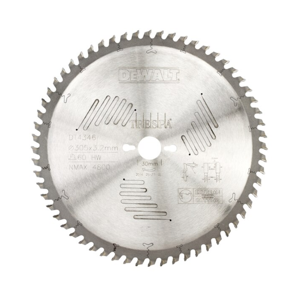 Lame de scie circulaire stationnaire extrême workshop 305x30mm - Dewalt - 60 dents