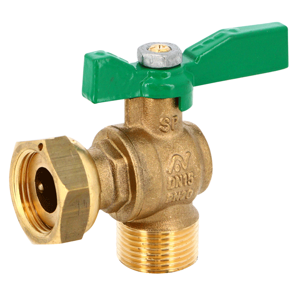Robinet d'arrêt équerre pour compteur d'eau en laiton sans plomb 4MS NF mâle/femelle  3/4" - 3/4" - DN15