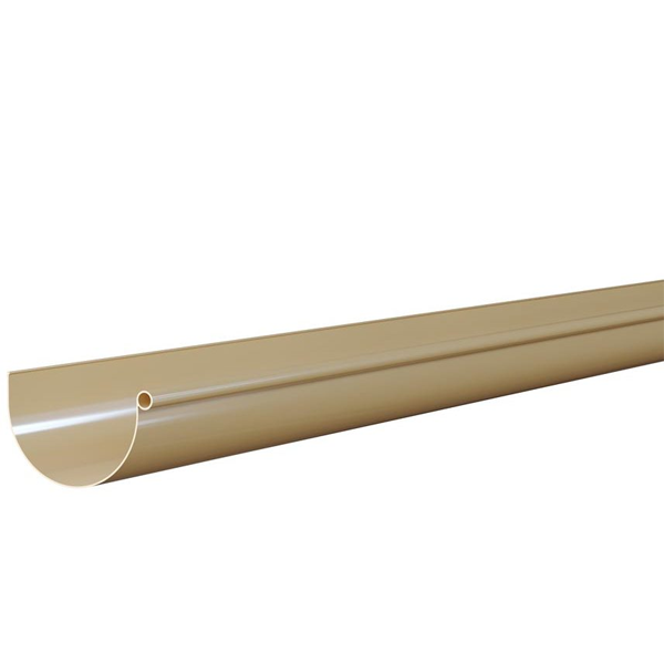 Gouttière demi-ronde à ourlet MEP GD25 en PVC Sable - développé 250 MM - longueur 4 M