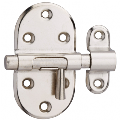 Verrou de meuble à targette Thirard - en acier zingué nickelé - pêne rond - platine 65 x 32 mm