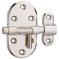 Verrou de meuble à targette Thirard - en acier zingué nickelé - pêne rond - platine 65 x 32 mm