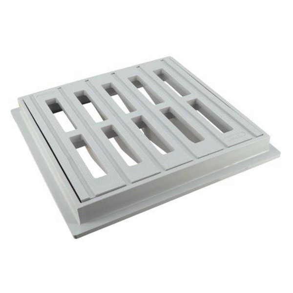 GRILLE DE SOL AVEC CADRE 200 X 200 GRIS CLAIR