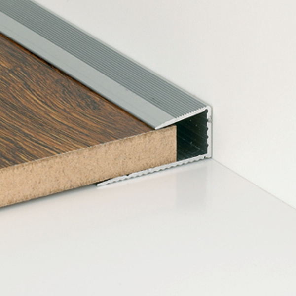 Arrêt parquet - stratifié pré-percé Romus Alu incolore longueur 2.70 m hauteur 7.2 - 8.2 mm