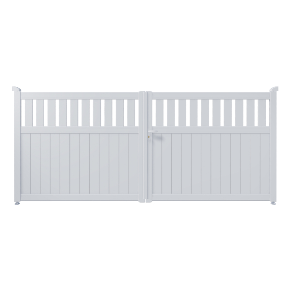 Portail aluminium sur mesure Nunki CT 40 - Battant ou coulissant - Semi-ajouré avec soubassement plein