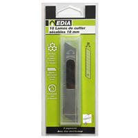 Lame biseautée sécable pour cutter - Edia - Largeur 18 mm - Lot de 10 avec étui distributeur