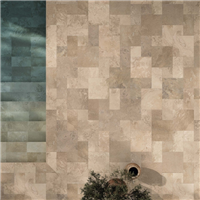 Carrelage imitation travertin en grès cérame - Composition modulaire - Grip Solithe Naturel - ép. 9 mm