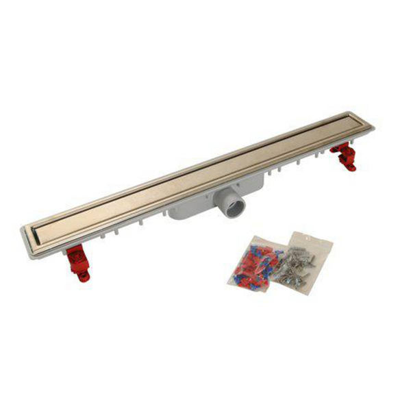 Caniveau de douche Docia à faible hauteur avec grille réversible - ø femelle 40 mm - 95 x 790 mm