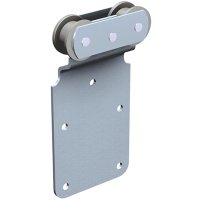 Monture sur plat avec 2 galets en Delrin pour rail 50x40 mm - Lot de 2