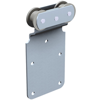 Monture sur plat avec 2 galets en Delrin pour rail 50x40 mm - Lot de 2