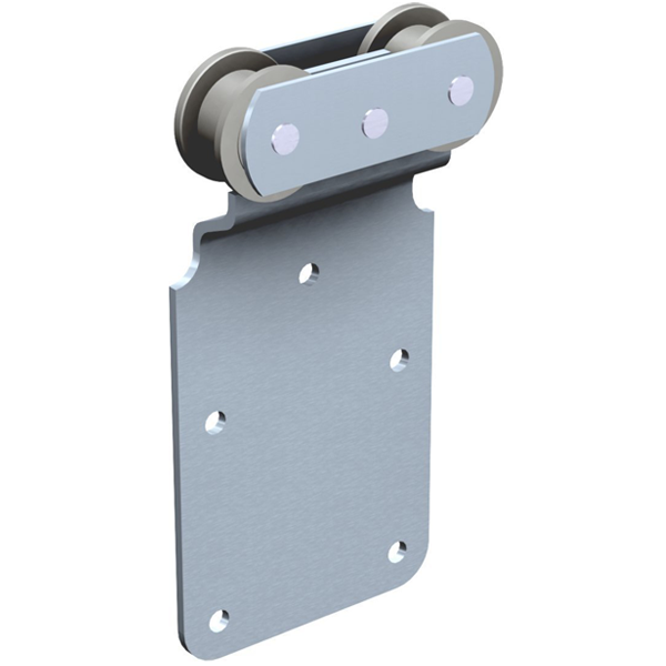 Monture sur plat avec 2 galets en Delrin pour rail 50x40 mm - Lot de 2