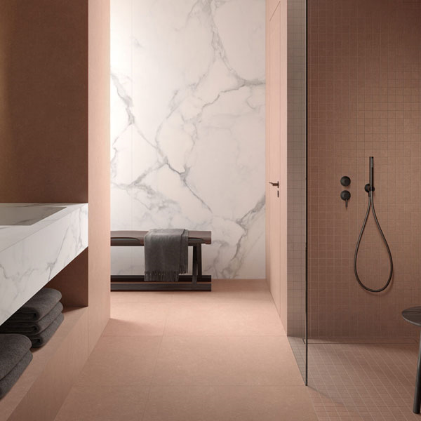 Carrelage sol intérieur antidérapant R11C effet ciment en grès cérame - Materia - 30 x 60 cm - ép. 9 mm - Mattone