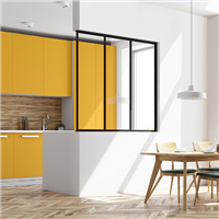 Verrière fixe type atelier - profil étroit alu noir mat - 3 partitions verre feuilleté clair - 1200,0 MM x 1038,0 MM