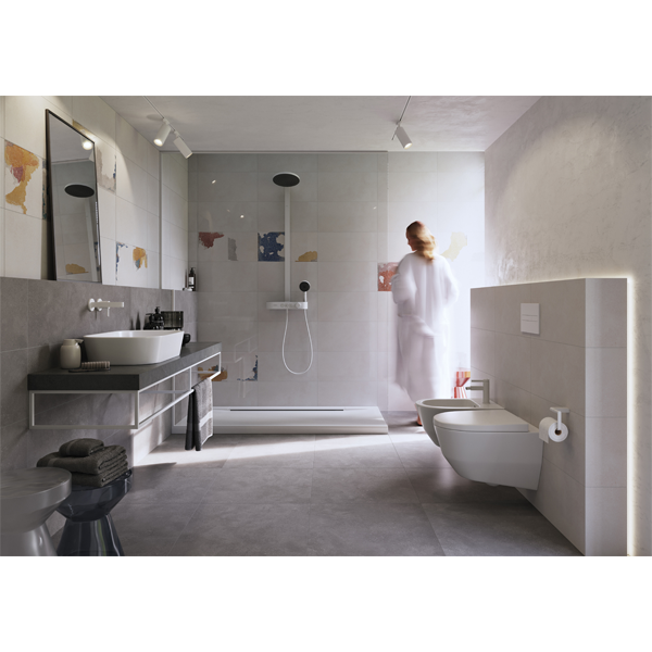 Carrelage intérieur effet béton ciré en grès cérame émaillé - Betonico - 60,0 cm x 60,0 cm - ép. 10,00 mm - Gris