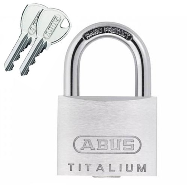 Cadenas en aluminium Abus 64TI/60 Titalium avec anse en acier Nano Protect - 60 x 90,5 mm
