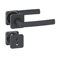 Ensemble poignée de porte à clé en L avec rosace Vachette Koya - alu noir - carré 7 mm