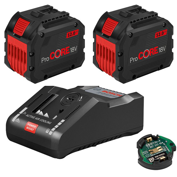 Pack de démarrage Bosch 2 Batteries ProCORE 18V 12,0Ah Chargeur et module Bluetooth GCY42