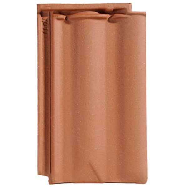 Tuile en terre cuite - Delta 10 Ste Foy - emboîtement grand moule faiblement galbée à relief - Rouge