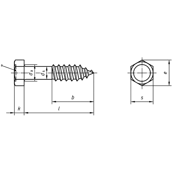 Vis bois Tirefond tête hexagonale acier zingué DIN 571 8,0 mm x 80,0 mm - Boîte de 40