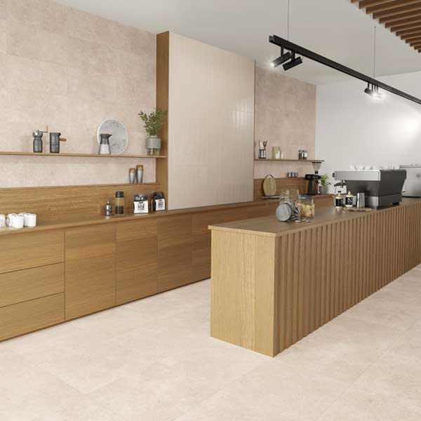 Carrelage intérieur effet pierre en grès cérame émaillé - Feliz Edilis - 45,0 CM x 45,0 CM - ép.8,50 MM - Beige