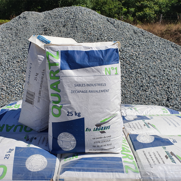 Sable à sabler séché pour décapage Quartz N°3 - granulométrie de 1,48 à 2,5 mm - sac de 25 kg