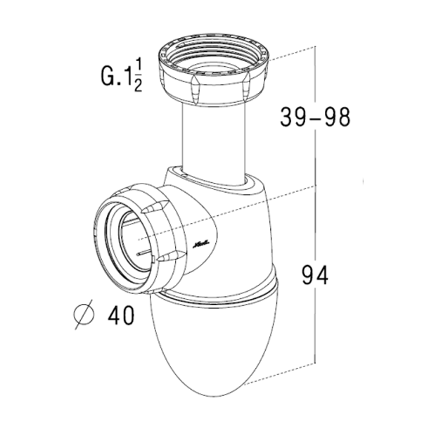 Siphon réglable Nicoll pour évier - Bi-matière avec joints intégrés - Diamètre 40 mm - Plastique blanc