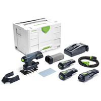 Ponceuse vibrante hybride Festool RTSC 400 Li 2 Batteries 3,1Ah Chargeur et adaptateur secteur