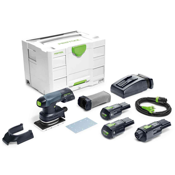 Ponceuse vibrante hybride Festool RTSC 400 Li 2 Batteries 3,1Ah Chargeur et adaptateur secteur