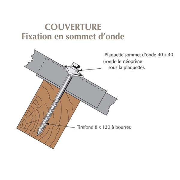 Tirefond à bourrer pour fixation de plaques fibres-ciment sur charpente bois - 8 x 120 mm - Seau de 100