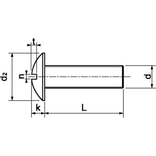 Vis à métaux tête ronde large "poêlier" fendue inox A2 NFE 25129 M6x35 - boîte de 200