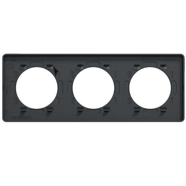 Plaque de finition triple Schneider Odace Touch pour 3 postes encastrés - alu brossé liseré anthracite