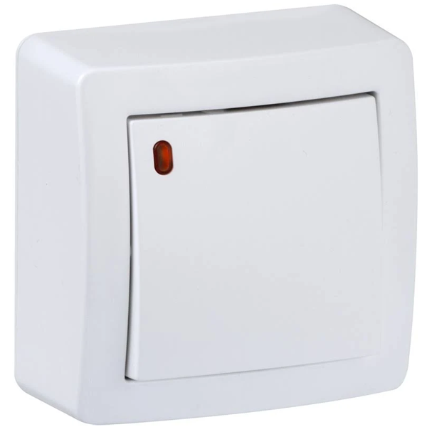 Interrupteur poussoir lumineux avec cadre en saillie Schneider Alréa - blanc polaire - 10 A à 250 V CA