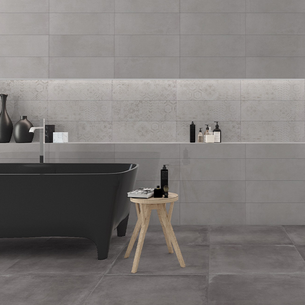 Décor faïence murale effet "béton ciré" CLARENS - 20 CMx60 CM ép.8,5 MM