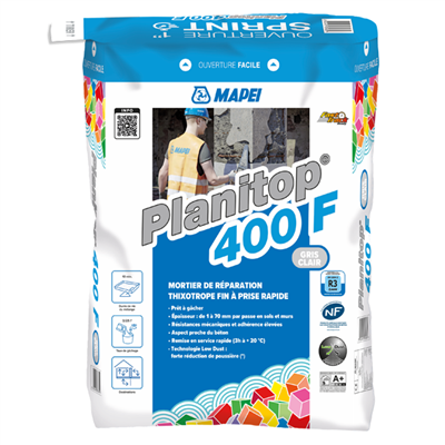 Mortier de réparation thixotrope fin à prise rapide - Planitop 400 F Mapei - Gris - sac de 25 KG