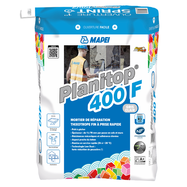 Mortier de réparation thixotrope fin à prise rapide - Planitop 400 F Mapei - Gris - sac de 25 KG