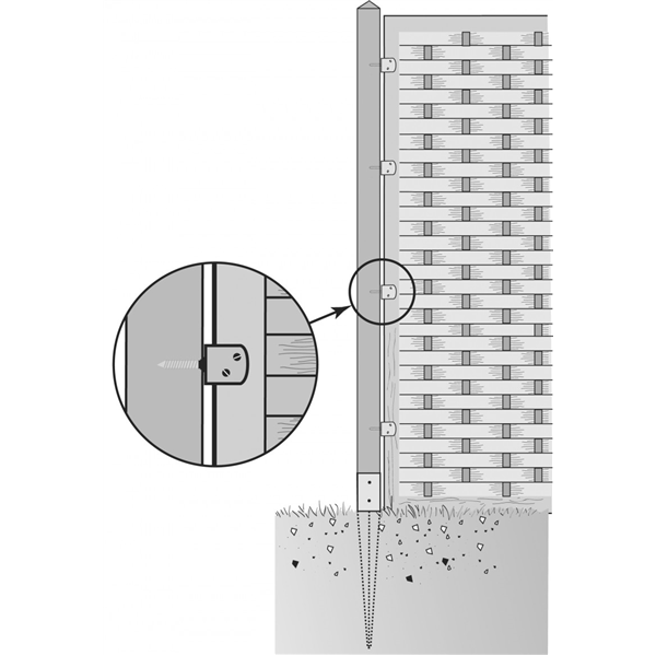 Connecteur de palissade Simpson CP en acier électro-zingué blanc - 38 x 35 mm