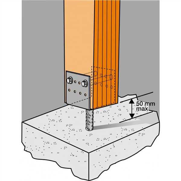 Pied de poteau en U à sceller largeur 90 mm Simpson Strong-Tie PPD90/70G
