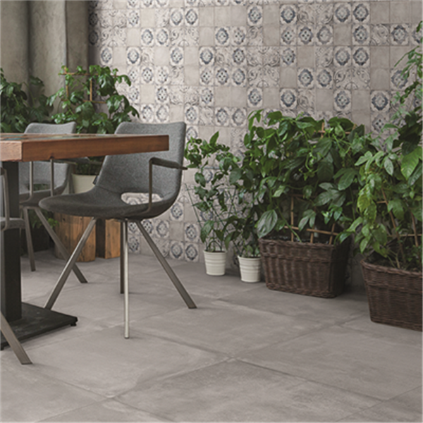 Carrelage sol intérieur effet béton - Replace - Tortora - 60 CM x 60 CM - ép.9,5 MM