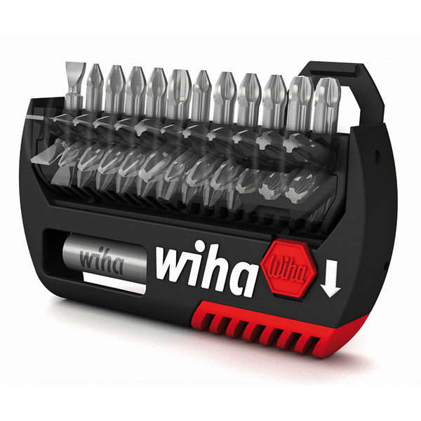 Coffret de 12 embouts de vissage FlipSelector Wiha Fente PH PZ 25 mm et porte-embout 1/4"