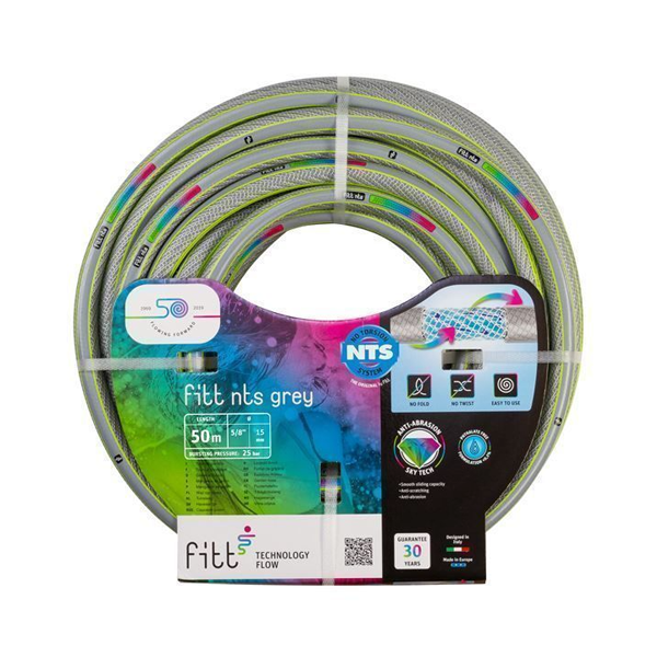 Tuyau d'arrosage NTS Grey - Fitt - Diamètre 15 mm - Longueur 50 mètres - Gris